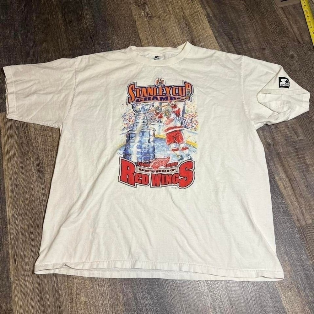 Vintage 90s Detroit Red Wings 1997 1998 Stanley Cup Champions T-Shirt Starter XL